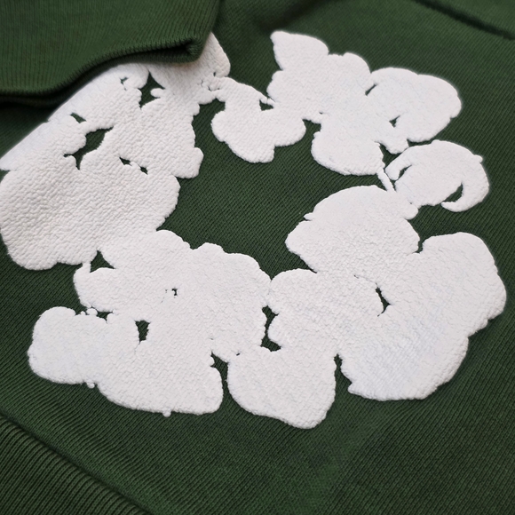 Green Denim Tear with White Floral Pattern Unisex - Picture 10 of 15